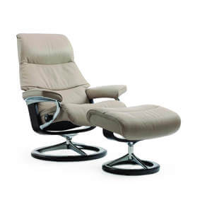 View Signature Chair with Footstool Leather